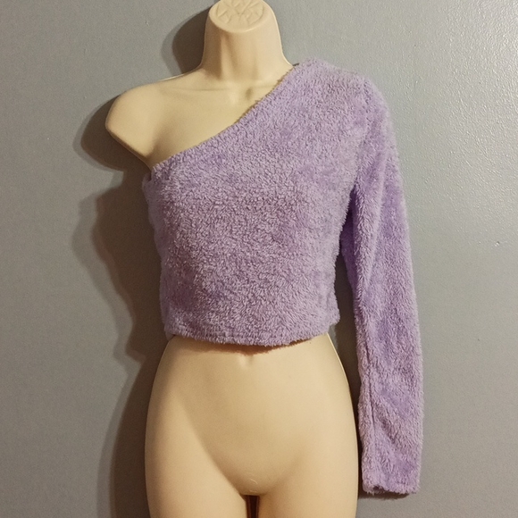 Purple soft one cold shoulder blouse - Picture 3 of 17